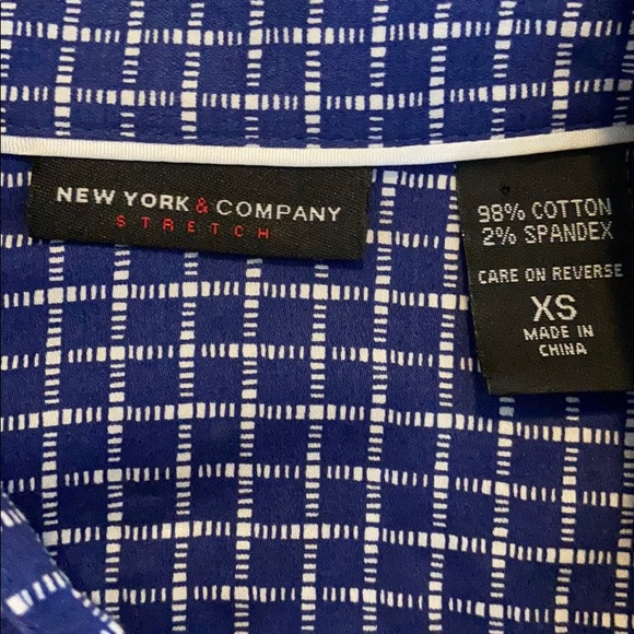 New York & Company Blue Print Shirt - Picture 2 of 4